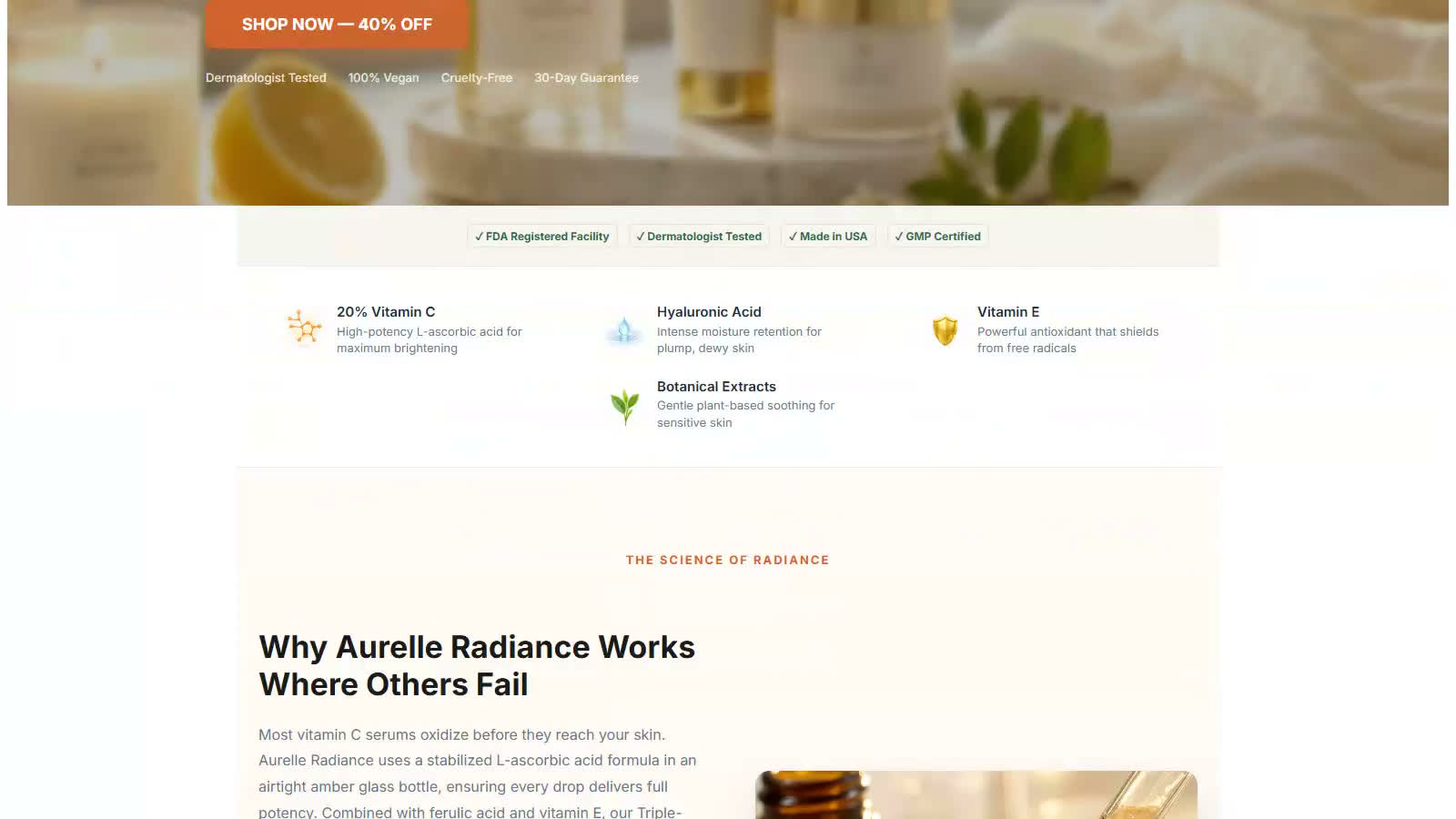 The Autonnel editor generating a landing page section from a written prompt